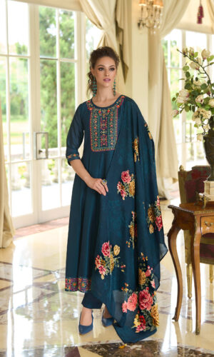 Begum Jaan desaturated blue 3-Piece Suit for Women