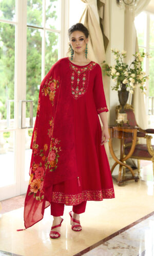 Begum Jaan Red 3-Piece Suit for Women