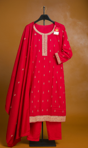 Elegant Rani Embroidered Salwar Suit Set with Dupatta