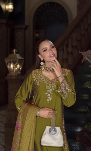 Lily & Lali Mustard Green Malkana Designer Suit Collection