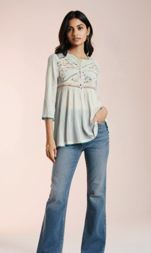 White Premium  Fabric Women's Tunic