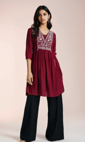 Mahroon premium  Fabric Women's Tunic – Elegant Comfort in Every Color