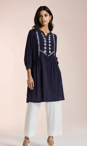 Navy Blue Premium Fabric Women's Tunic