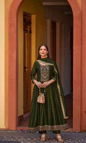 Mehandi Anarkali 3-Piece Suit for Women