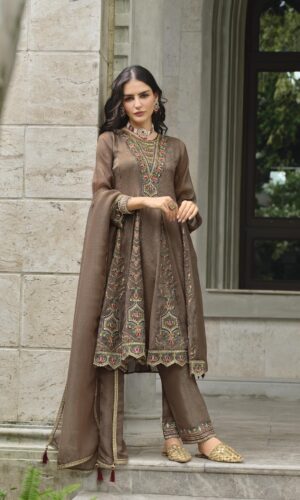 Aasma Olive Drab 3-Piece Suit