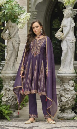 Aasma Dark Purple 3-Piece Suit