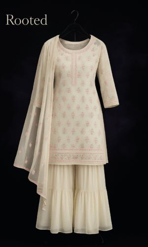 Elegant White Embroidered Modal Fabric Sharara Suit with Dupatta