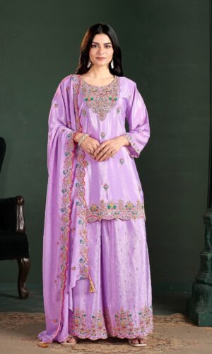 Elegant  Masleen Plazzo Suit with Dupatta