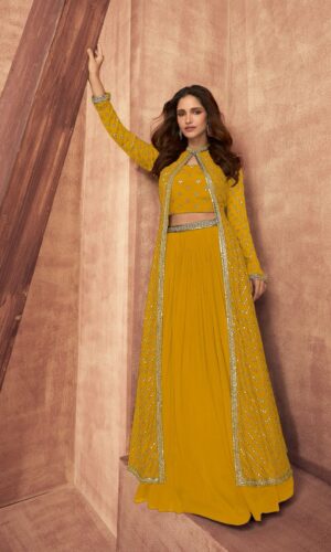 Impression Mustard Indo Western Dress | Designer Party & Wedding Wear