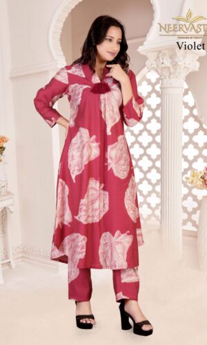 Party Wear Red Printed Coord Set for Women